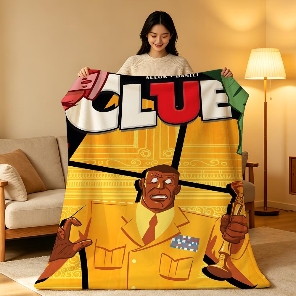 Game C-Cluedo C-Clue Throw High-Density Short Plush Blanket Soft Skin-Friendly for Sofa Nap Air-Conditioned Room