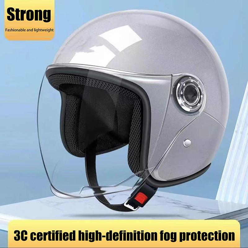 Unisex Comfortable & Ventilated Electric Riding Lens Helmet for Four Seasons, Adjustable Safety Motorcycle Helmet - 1 Piece