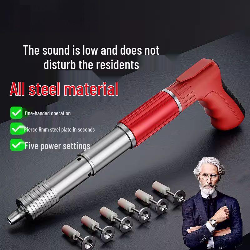 Nickel-Plated Mini Powder Actuated Nail Gun - Rustproof, All-Steel, Silenced Fastener for Ceiling Decoration