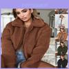 Gemütliche und modische Damen warme Teddybär-Taschen flauschige Fleece-Pelzjacke Mantel