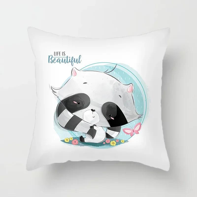 Tierdruck Kissenbezug Cartoonmuster Dekokissen Wohnzimmer Sofa Dekor Zuhause Stuhl Auto Schlafzimmer Dekorative Kissenhülle