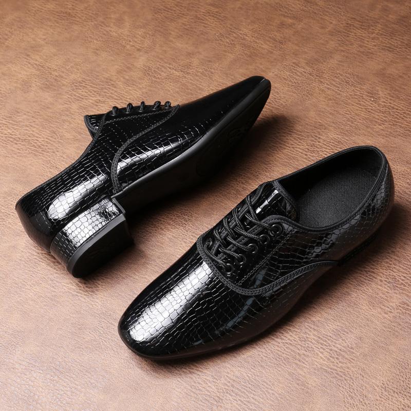 Leather Latin Dance Shoes for Men Soft Rubber Sole Modern International Standard Dancing Shoes Heeled 3cm