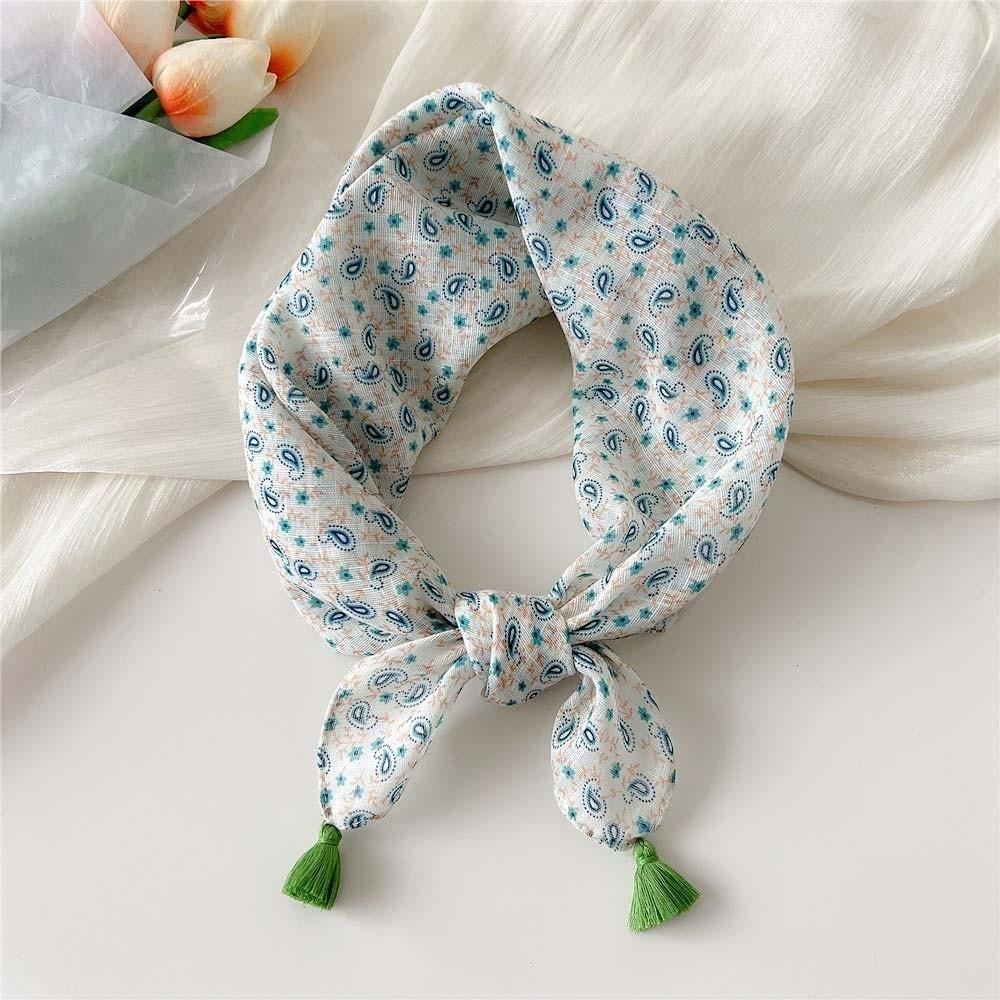 60x60cm Square Scarf Fringed Floral Kerchief Tassel Muffler Hair Bandana Travelers