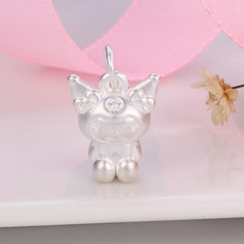 Sterling Silver Kuromi Pendant Bracelet - Pure Silver Sanrio Charm for Girlfriend