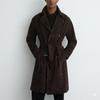 Handgefertigter Stilvoller Weicher Wildleder Lammleder Party Dunkelbrauner Herren-Trenchcoat