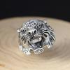 Adjustable Unisex Sterling Tiger Head Ring Punk Retro Geometric Statement Jewelry