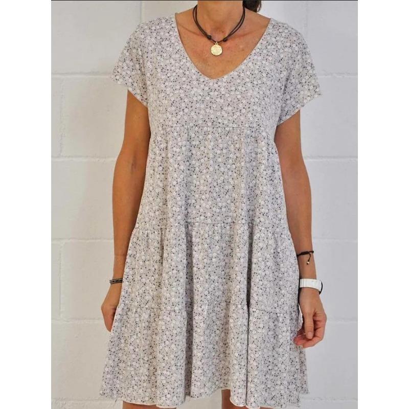 GMXIA Summer Plus Size Women's O-Neck Slim Short Sleeve Dresses