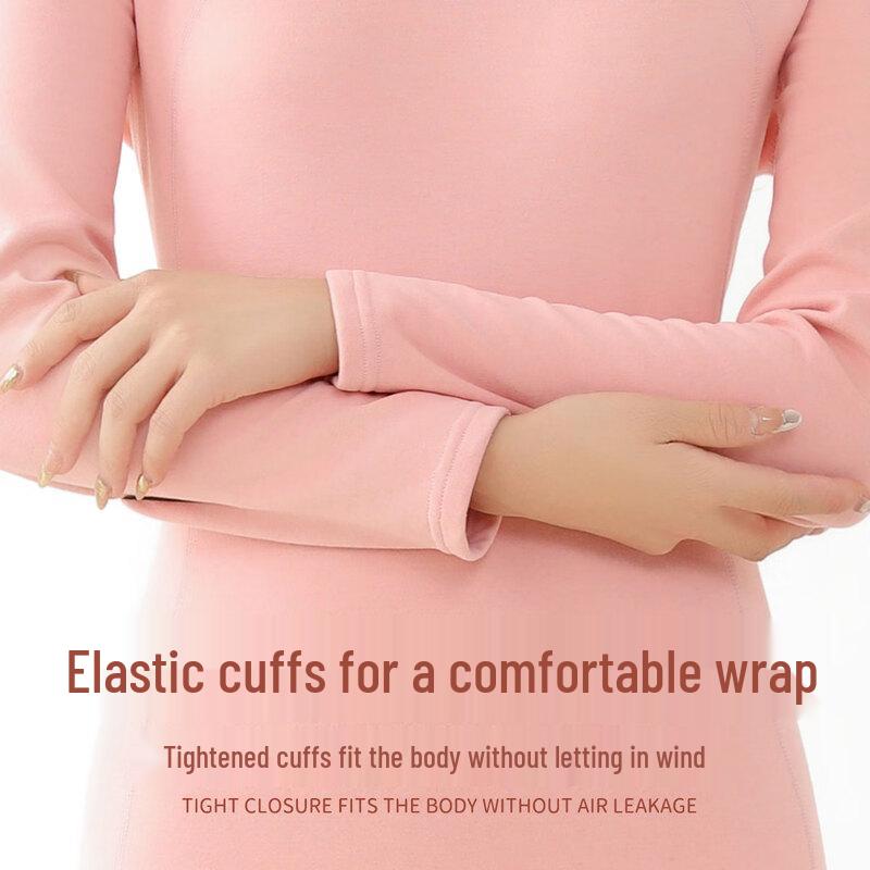 FENTENGCARE Women's Thickened Slim-Fit Thermal Underwear Set with Wool & Silk