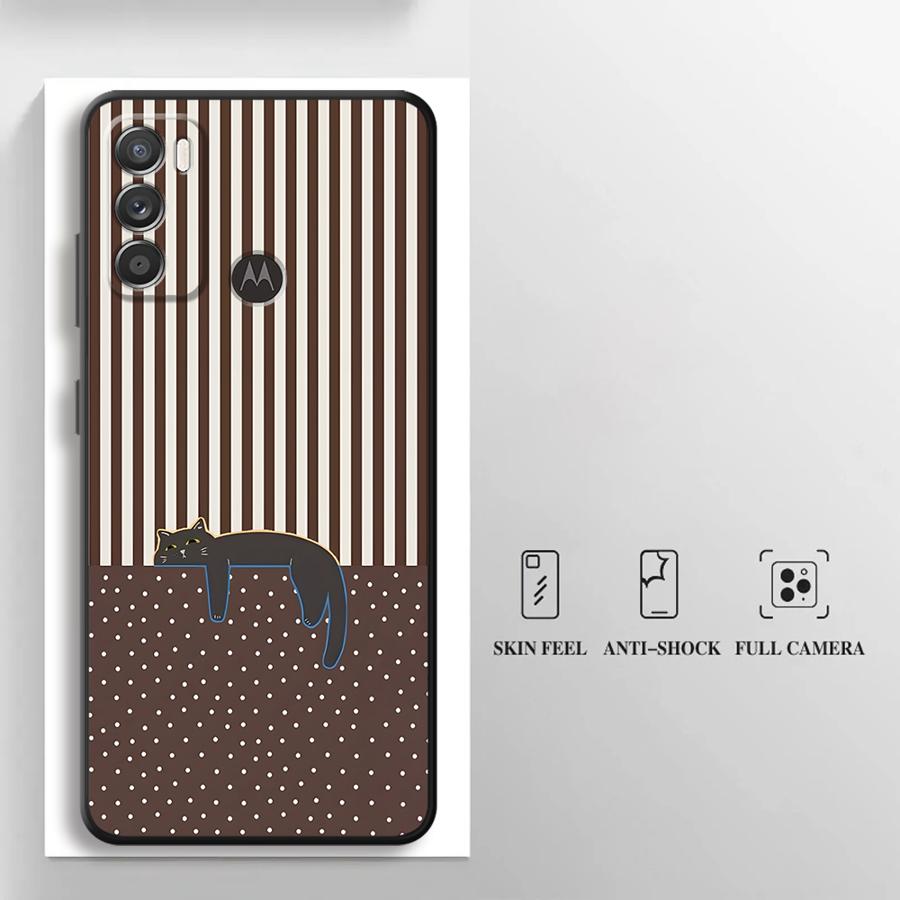 Cartoon Grid Cat Case for Motorola Moto G60s G51 G73 G52 G71 Edge 20 Pro 30 Lite G32 G50 G53 G30 G22 Edge40 Phone Cover