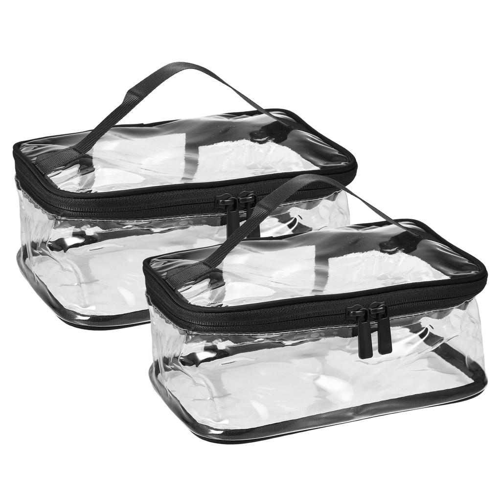 VOCOSTE Clear Makeup Transparent for Pack of Black Bag, Waterproof, PVC, Travel, 2,