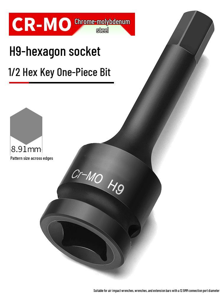 Compact Air Impact Wrench: 1/2" Hex H-Type Pneumatic Screwdriver with Chrome Molybdenum Socket