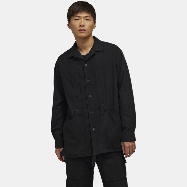 Y-3 Flannel Shirt Autumn Jacket Solid Color Casual Coat Unisex Jackets Black IP5562