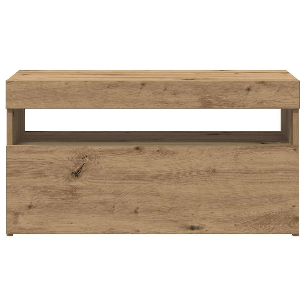 Vidaxl Szafki Tv Z Led, 2 Szt., Dąb Artisan, Materiał Drewnopochodny
