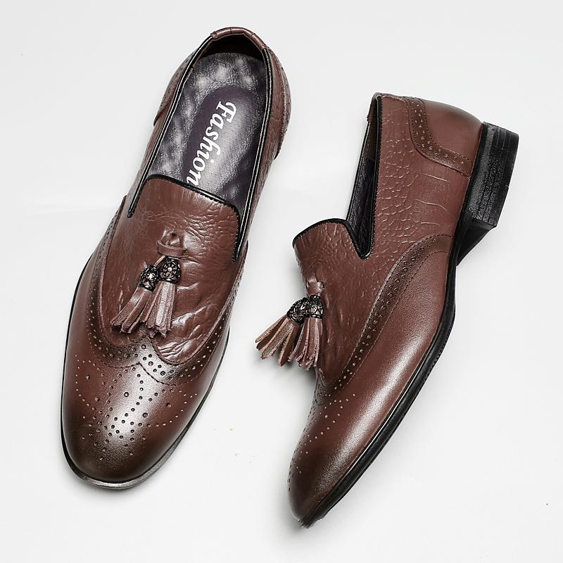 Fashion Fashion Gentlemen Versatile Men's Leather Shoes High-quality Genuine Leather Tassel Loafers High-end Business Party Casual Shoes