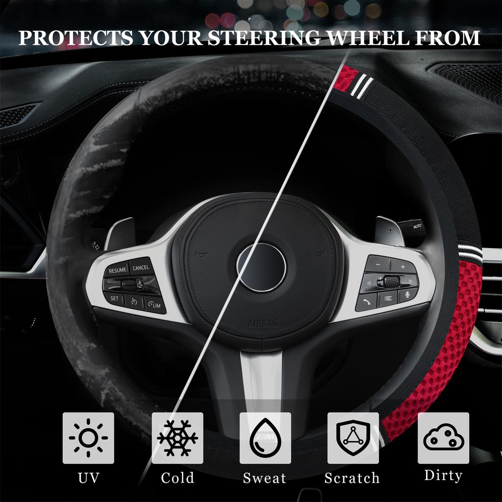 Car steering wheel cover Non-Slip No Inner Ring Car Steering Wheel Cover - Summer Ice Silk Breathable Universal Auto Accessory