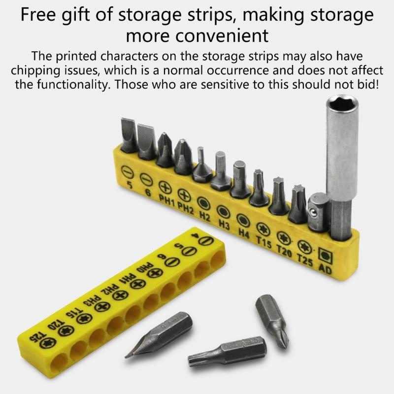 652F 12Pieces Screwdriver Bit Including 55mm Extension Rod Universally 1/4Inch Hexagonal Shank For Electric Tool