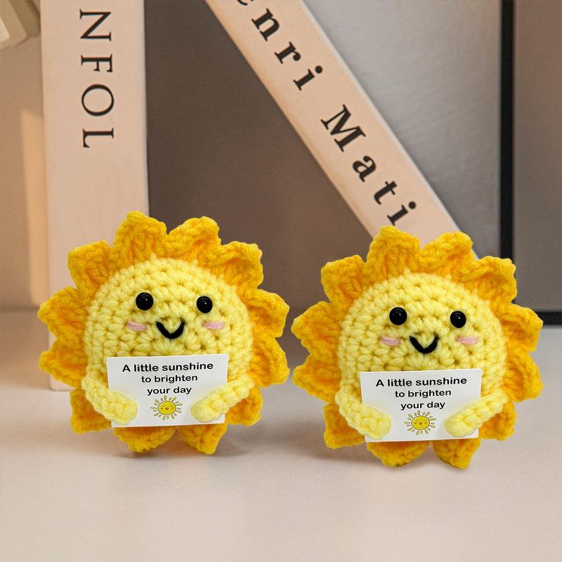 Cute Handwoven Positive Energy Duck Ornaments Bee Sunflower Crochet Ornament Room Decor Gift for Guests Car Interior Accessorie