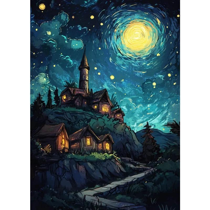 Abstract Van Gogh Landscape Poster Sydney Opera House Starry Night Prints Canvas Painting Wall Art for Home Living Room Decor