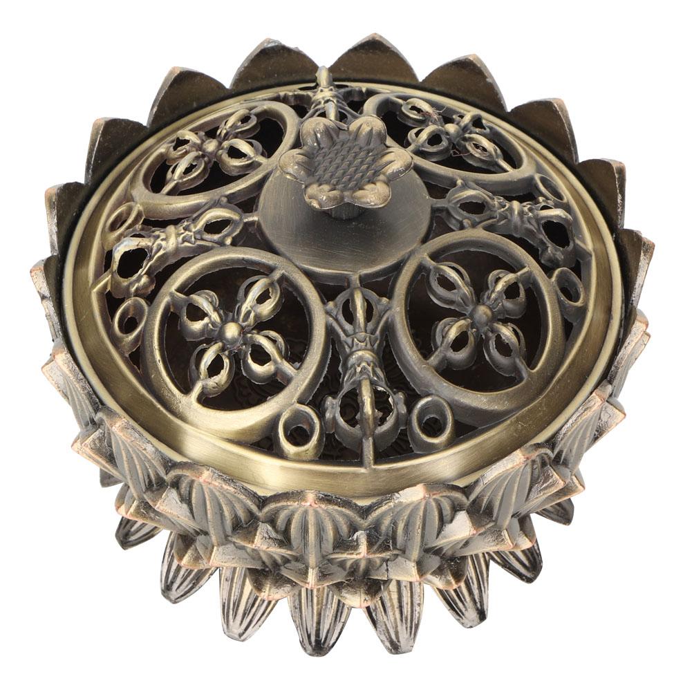 Alloy Craving   Incense Burning Flower Base Buddhist Supplies Home Decoration(Bronze)