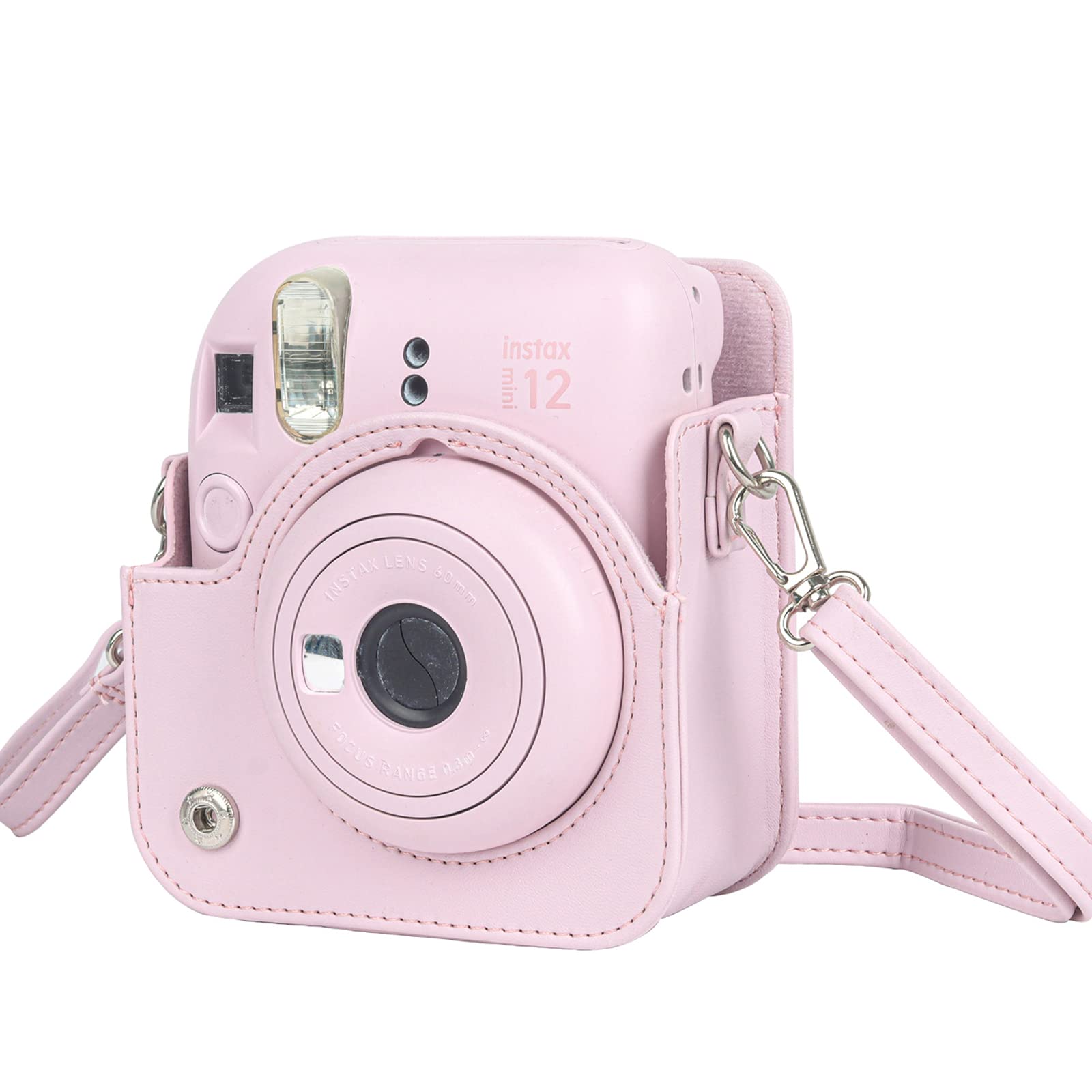 

Чохол для нової моделі Instax Mini 12, повний захист, стійкий до подряпин, портативний, з плечовим ременем, ПУ шкіра (Рожевий)