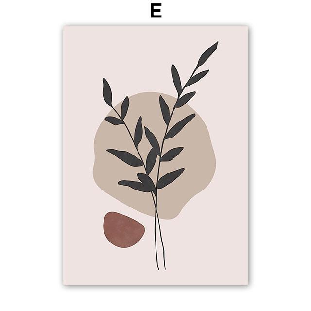 Vase Leaf Moon Line Geometry Wall Art Canvas Painting Abstract Posters And Prints Hotel Bar Wall Pictures For Living Room Decor