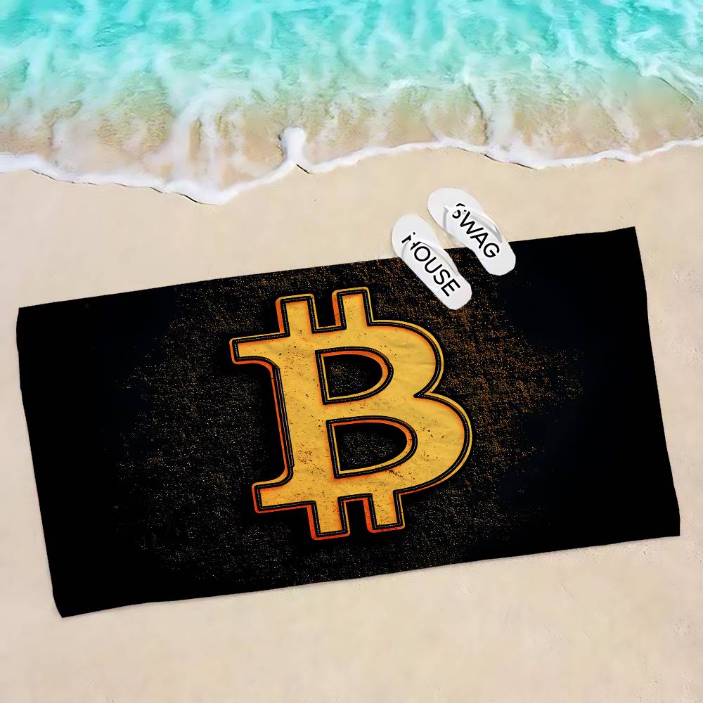 Popular Logo Bitcoin Microfiber Beach Towel Absorbent Quick Dry Soft Yoga Swimming Resort Mountain Climbing Towel