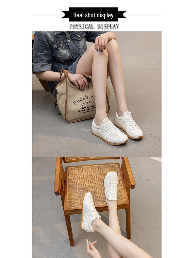 Frühling/Sommer Damen Weiße Rindsleder Schnür-Flache Freizeit-Sneakers