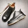 Bo Wei Leder Schwarz High-Top Martin Stiefel Herren Britischer Trend Vielseitige Lederschuhe Schöne Tooling Chelsea Stiefel