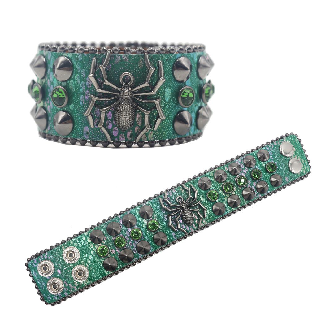 Amerikanisches Strassnietenarmband, Spinne Dekorativ Punk Gothic Personalisierter Schmuck