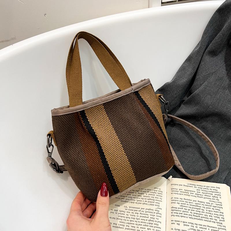 

Трендовая полосатая тканевая сумка большой вместимости, новая модная и повседневная, портативная сумка-тоут, наплечная сумка-мессенджер, женская