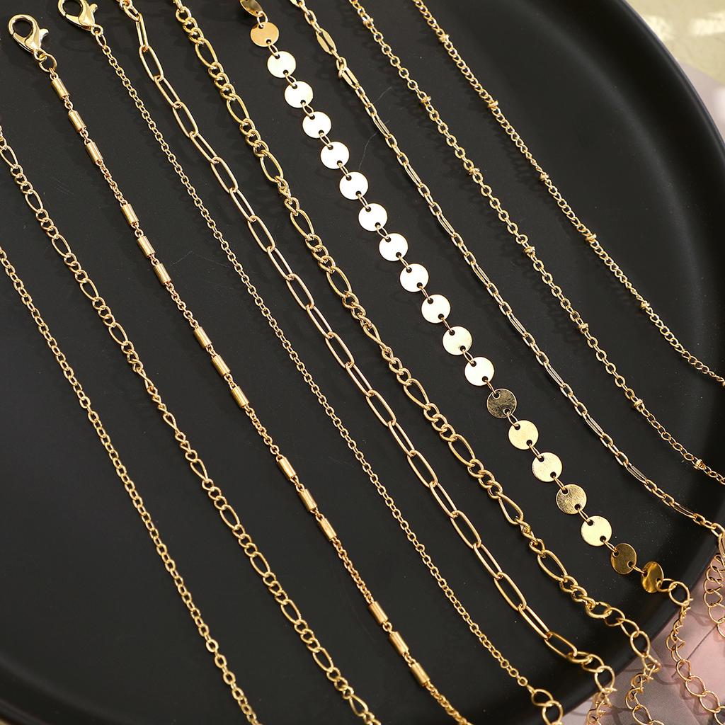 10 Pcs Dainty Gold Color Chain Bracelets Set for Women Gold Plated Link Chain Bracelets for Women Trendy Stackable Jewelry Gifts