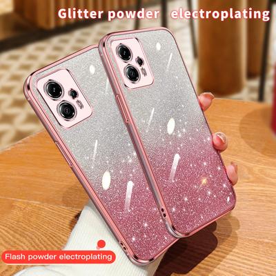 Modne poszycie gradientowe etui z brokatem dla Moto G13 G23 G30 G32 G50 G60 G52 G53 G72 G73 G8 G9 Plus E20 E32 silikonowa tylna pokrywa