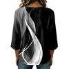 Damen Casual Blumenmuster Rundhals Dreiviertelarm Baumwolle Leinen Oberteil Leicht Atmungsaktive Bluse für den täglichen Gebrauch