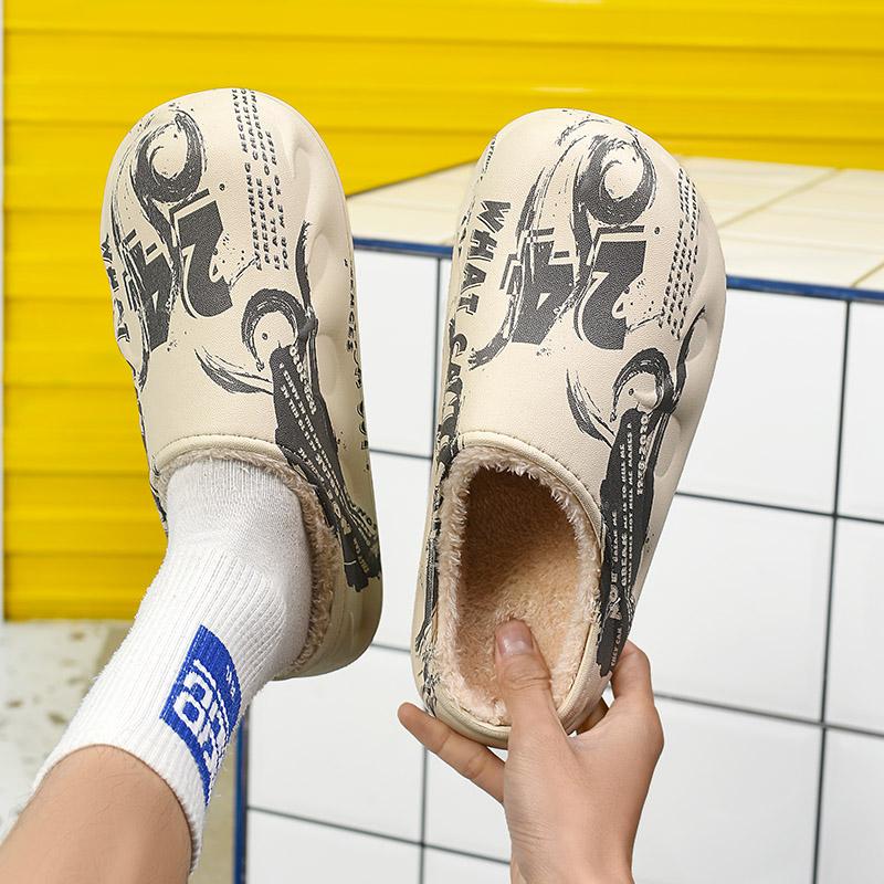 Pantoufles d'hiver en coton légères et chaudes pour couple, chaussures décontractées en coton pour la maison, grande taille