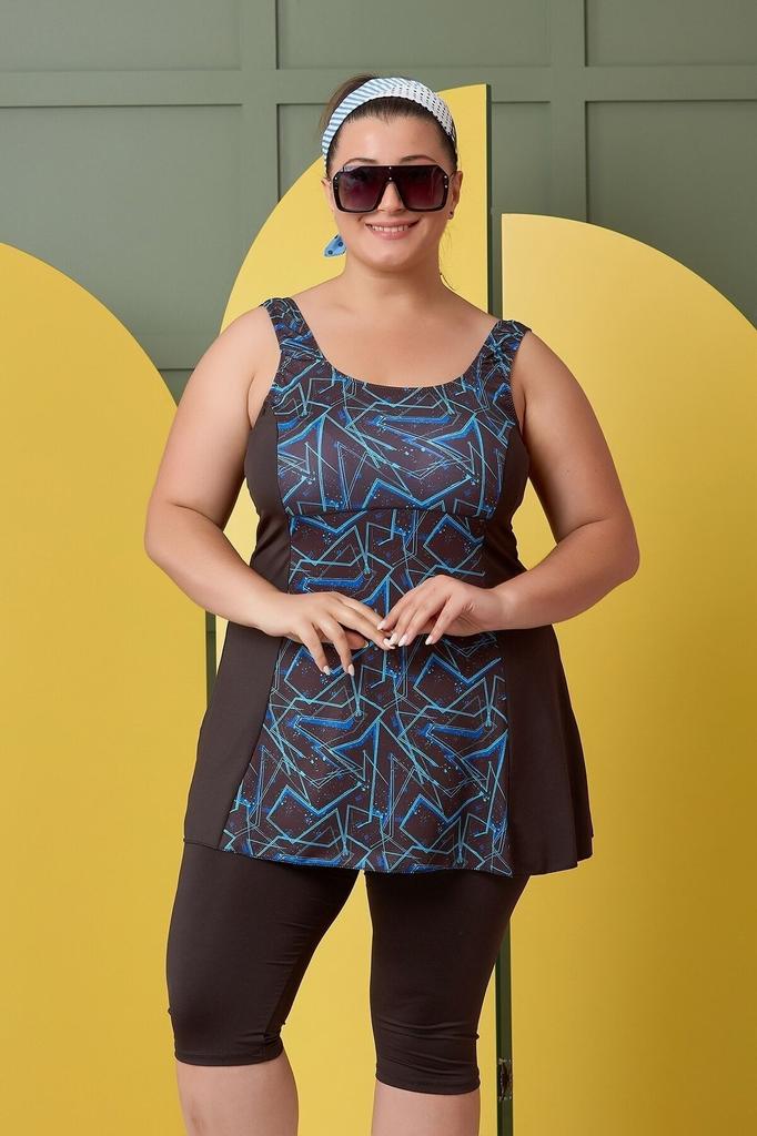 Women's Style Big Size Swimsuit Plus Size Patterned Leggings With Shorts