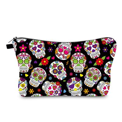 Women Skeleton Print Cosmetic Bag Toiletries Organize Travel Storage Case