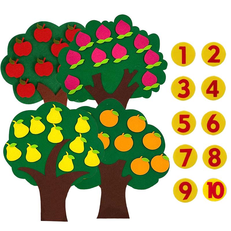 Children Puzzle Felt Toy Non-woven Fruit Tree Digital Montessori Toys Early Childhood Intellectual Education Baby Gifts TMZ