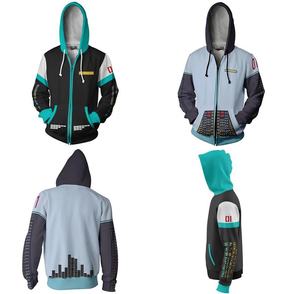 Gemütlicher Anime Hatsune Miku Vocaloid Hoodie mit lebhaftem 3D-Grafikdesign für Komfort