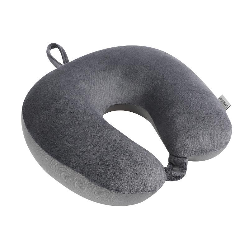 U-Shaped Solid Color Foam Travel Neck Pillow with Logo Printing Option for Airplane and Office Nap Support