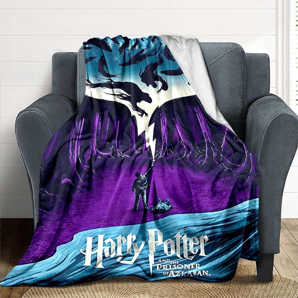 1pc Harry Potter Flannel Throw Blanket - HD Printed Lightweight Soft Warm All-Season Blanket for Sofa, Bed, Travel, Camping 095