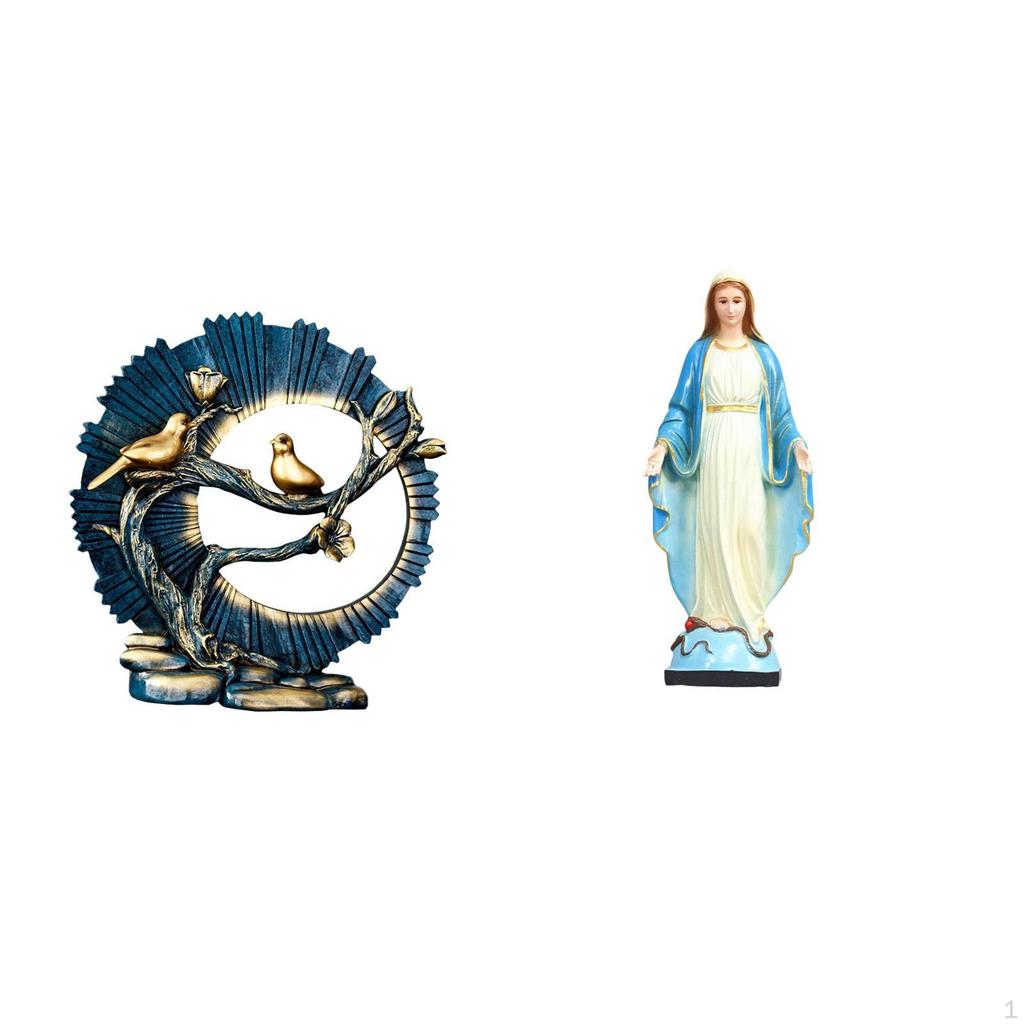 Graceful Resin Lady Ornament for Living Room And Bedroom Decor Mary Catholic Sculpture Desk