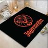 Sort Jagermeister Hjorte Logo Print Område Tæppe, Skridsikkert Blødt Gulvmåtte Bar Stue Soveværelse Boligindretning Tæppe