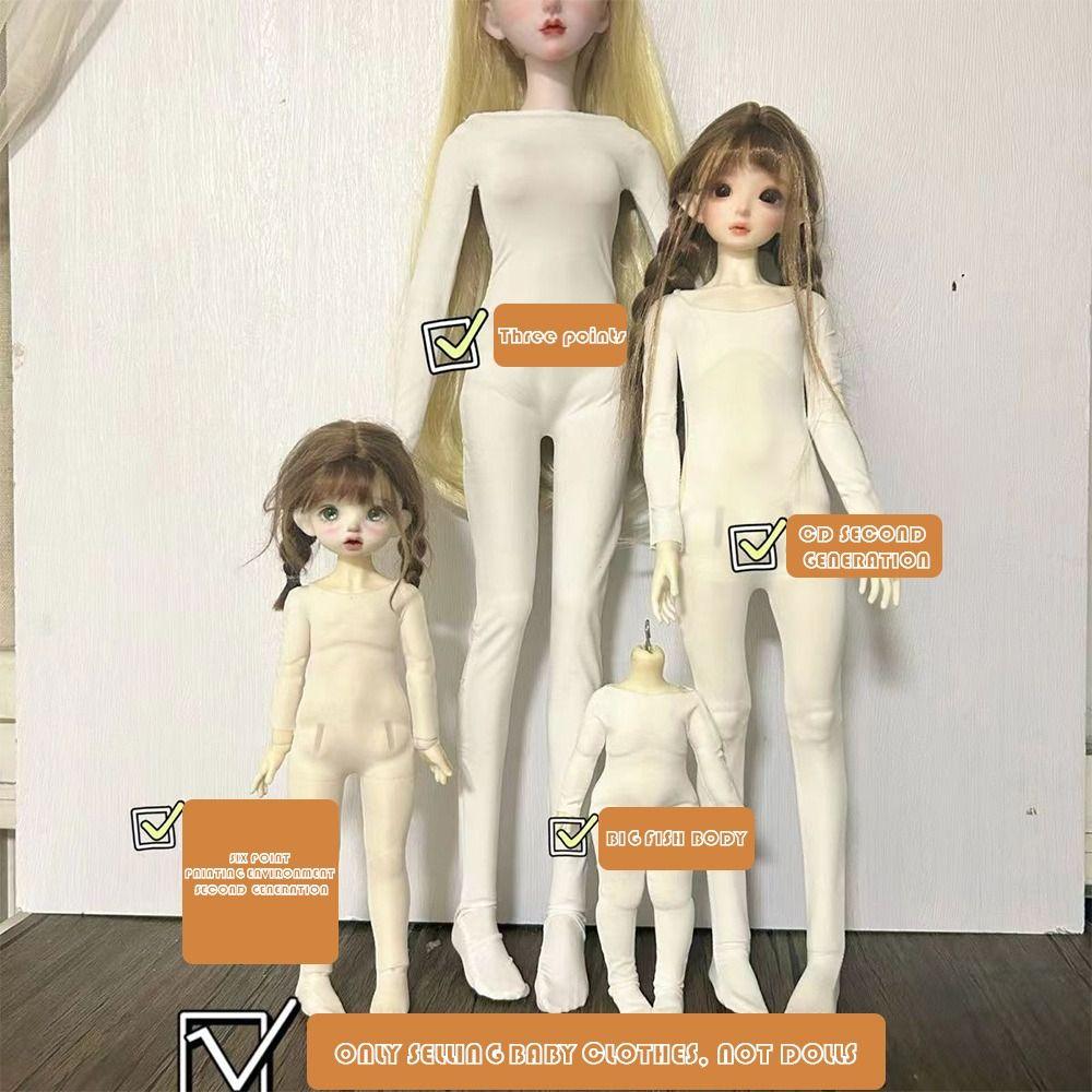 White Doll Elastic Jumpsuit Cute Doll Sleep Clothes for 1/3 1/4 1/6 BJD 30/45/60cm Dolls