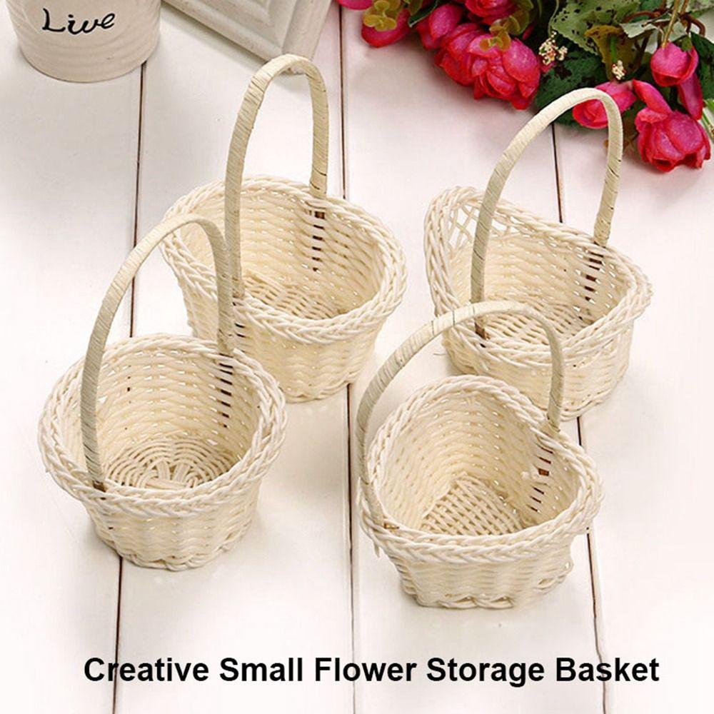 Coșuri de depozitare țesute manual 3 forme Coș de flori din răchită Pentru plantă casă nuntă
