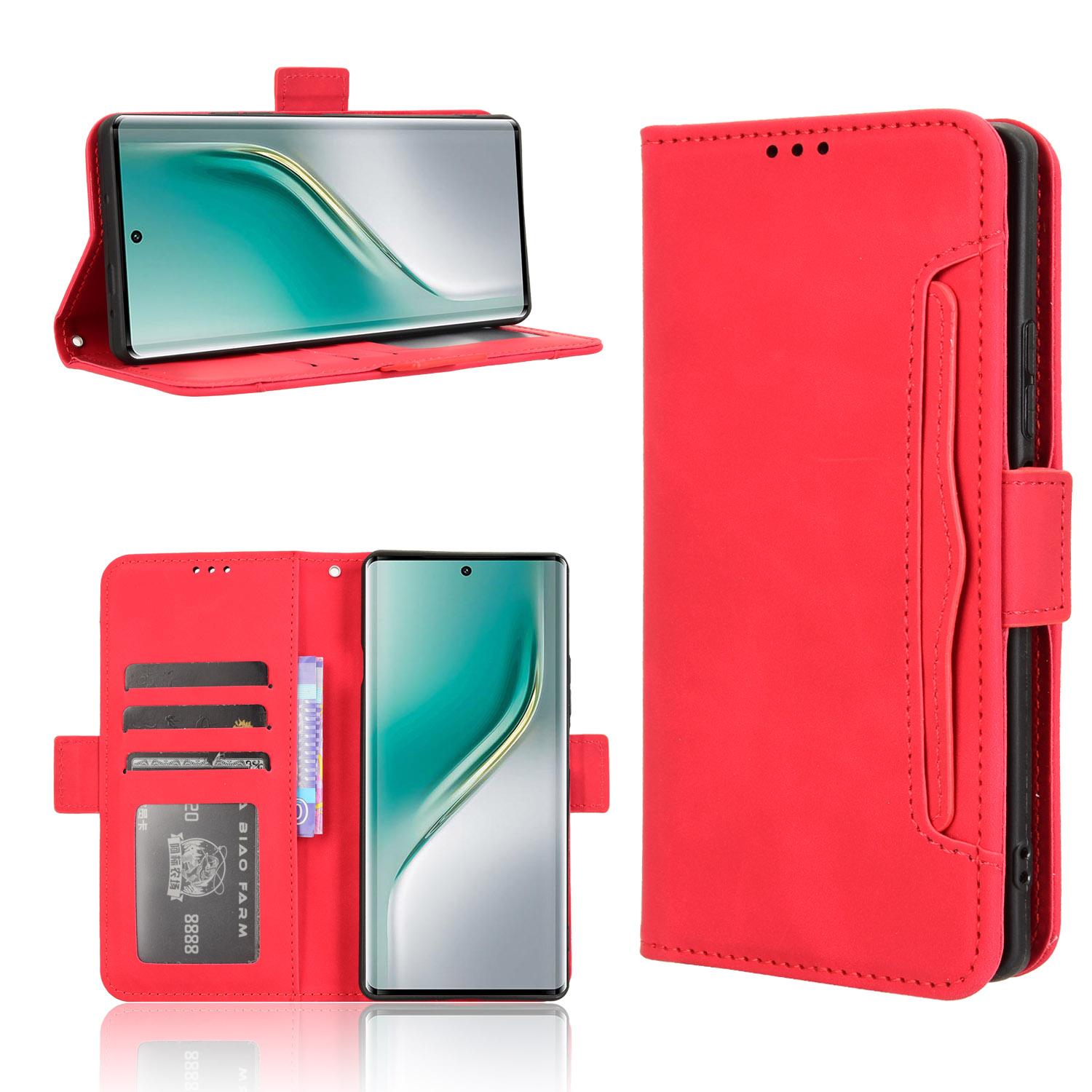 

For TECNO Camon 40 Pro 4G/Camon 40 Pro 5G CM6/CM7 Leather Case Phone Wallet Cover with Multiple Card Slots Red