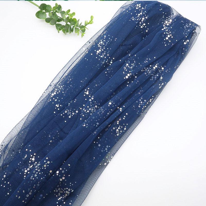 1.6x1M Soft Glitter Galaxy Silver Dot Sequins Tulle Fabric for Dress Shirts Decor Sewing Material Red Blue White Pink Black