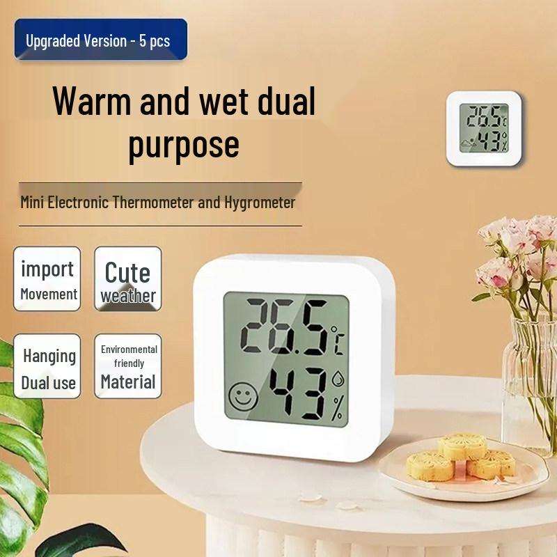 Wall-Mounted Household Indoor Thermometer & Hygrometer with Height Electronic Display for Nursery, Air, and Refrigerator Temperature Monitoring