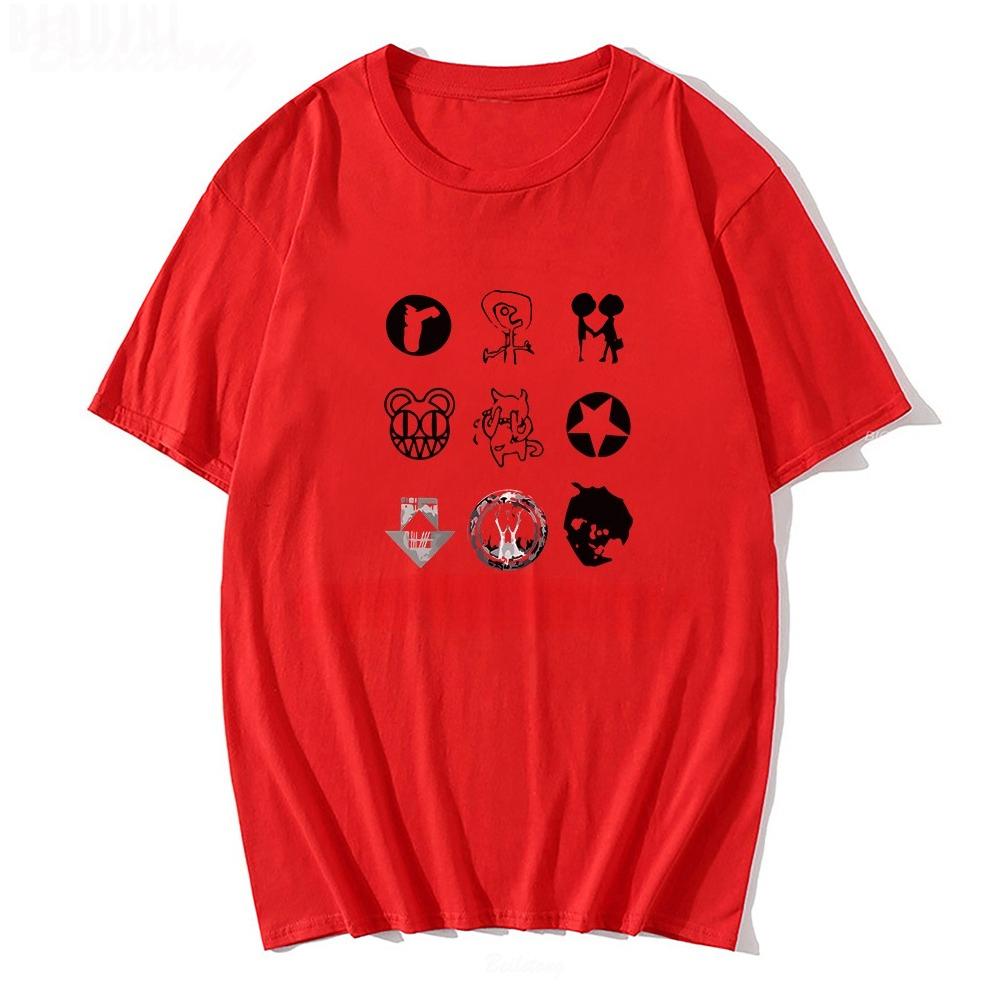 2025 Ny Sommar Casual Kortärmad T-shirt Tryck Bomull Normal Passform Rund Hals Andningsbar Lös Unisex Tee Män Kvinnor Kläder