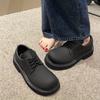Fashion Fashion Boots Black Pu Leather Sports Platform Casual Women Big Toe Lace Raised Low Heel Shoes Infused with Street Style Loafers