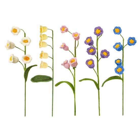 Handmade Crochet Bell Flower with Wire Stem Knitting Yarn Flower Ornament Decoration Mother's Day Birthday Christmas Mom Teacher Girl Gift